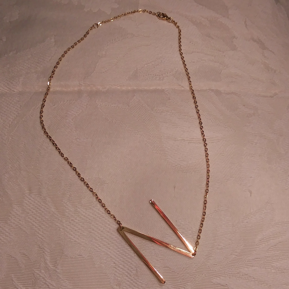 14k gold plated XL initial necklace "N"